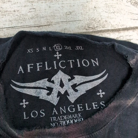Affliction Vintage Y2K Skull Grim Reaper Black And Red T Shirt Men Size XL - Picture 6 of 9